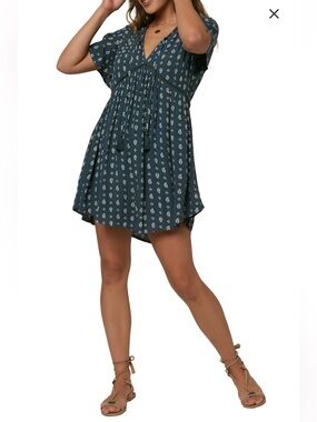 O'Neill Black Paisley Tie-Front Short Sleeve Tunic